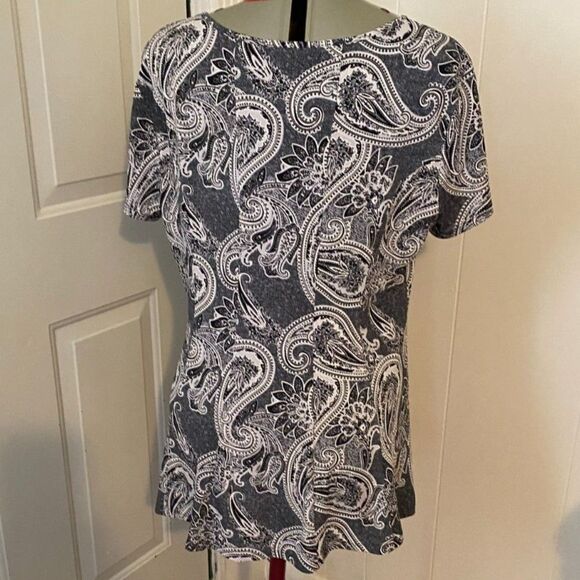 Sami & Jo Boho Paisley Scoop Neck Short Sleeve Tunic Top Size L - Picture 2 of 7